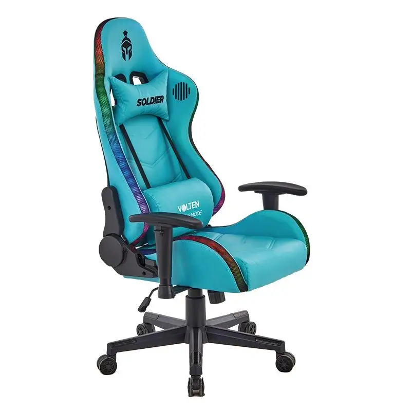 Silla con luces gamer turquesa RGB Soldier Volten en Canarias, estilo gamer y comodidad