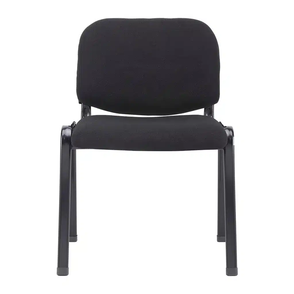 Vista frontal de la silla confidente negra Estocolmo, ideal para oficina o sala de espera