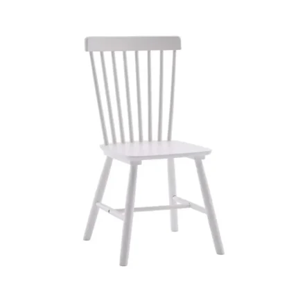 Silla comedor madera natural blanca Rubber con respaldo alto y diseño rústico