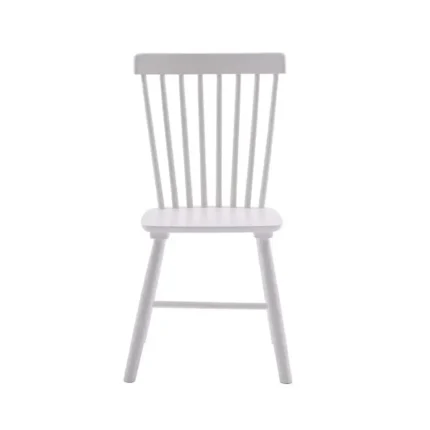 Vista frontal de silla comedor blanca Rubber estilo nórdico rústico