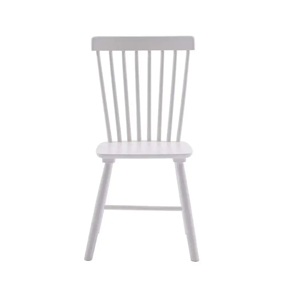 Vista frontal de silla comedor blanca Rubber estilo nórdico rústico
