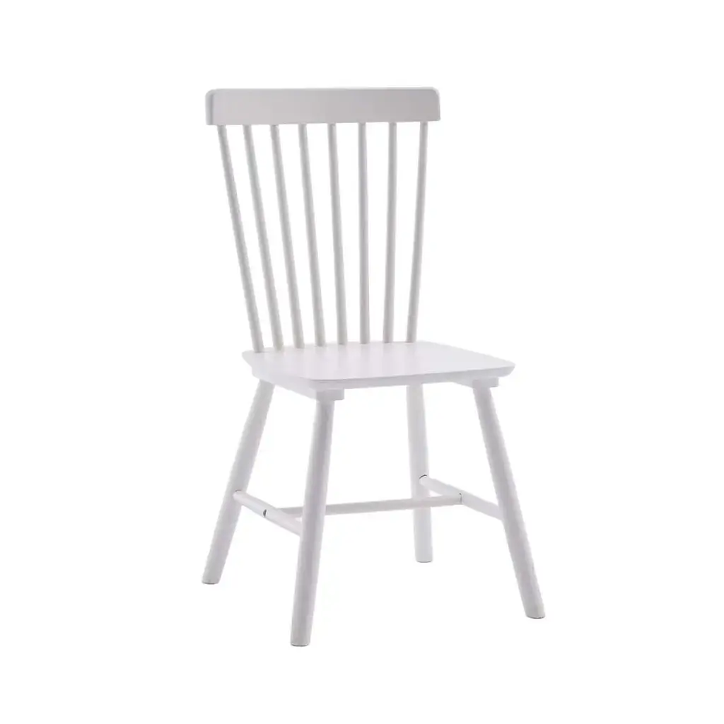 Silla comedor madera natural blanca Rubber con respaldo alto y diseño rústico