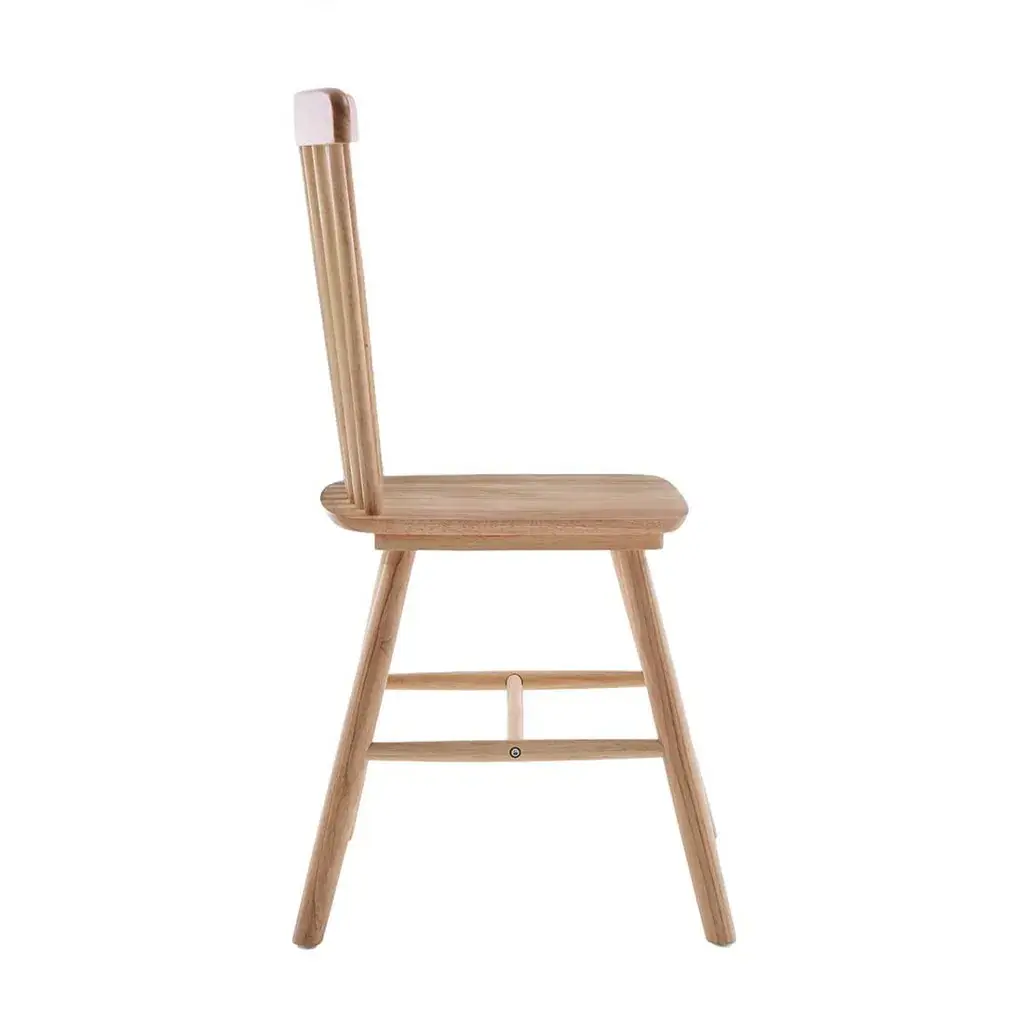 Silla comedor madera natural vista lateral con estructura robusta
