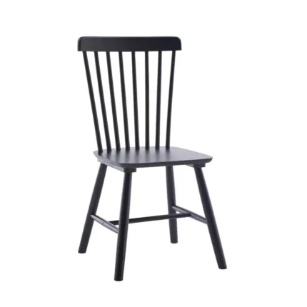 Silla comedor madera natural negra Rubber con respaldo alto y estilo rústico