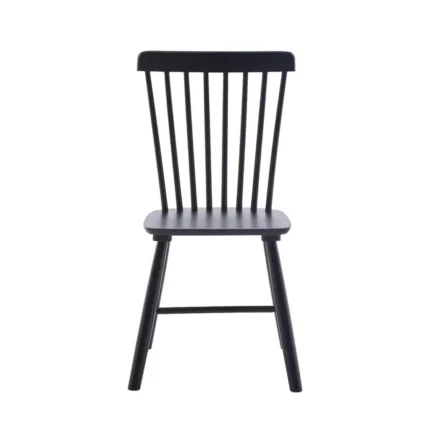 Vista frontal de silla comedor negra Rubber con diseño robusto y elegante