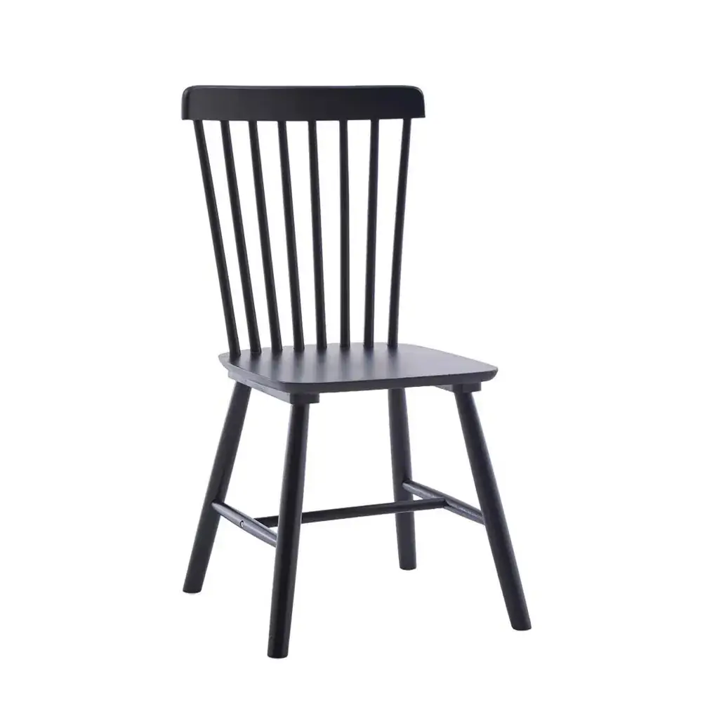 Silla comedor madera natural negra Rubber con respaldo alto y estilo rústico