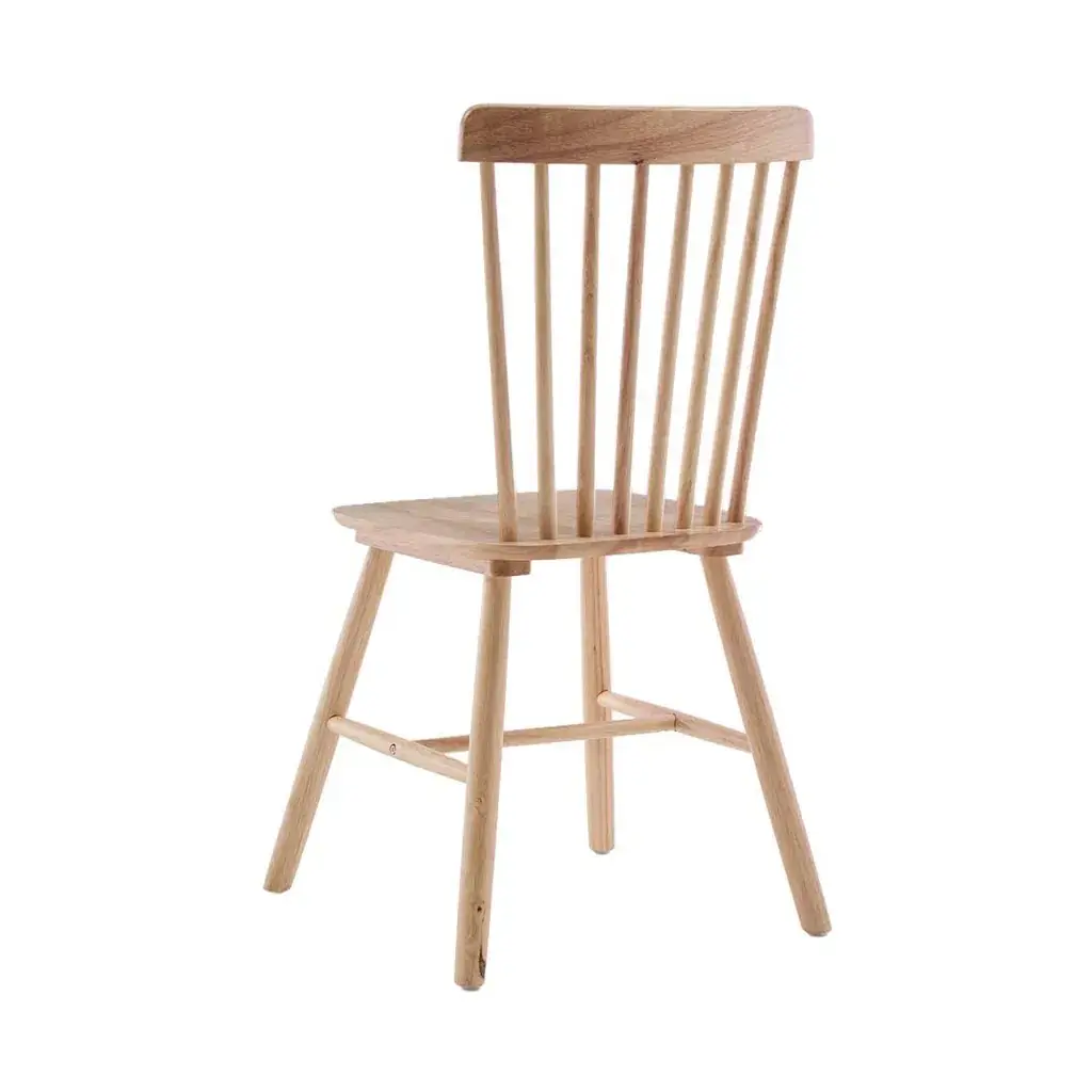 Silla comedor madera natural Rubber vista trasera con travesaños
