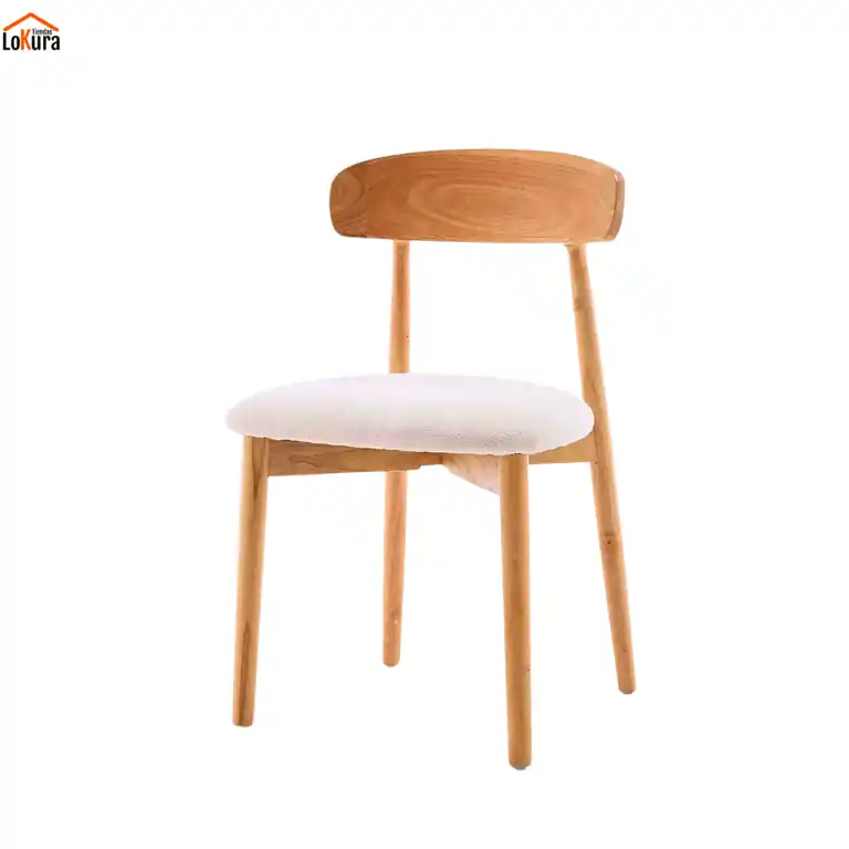 Silla de madera y tela Carles color crudo – diseño moderno y natural para comedor en Canarias