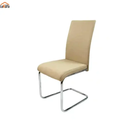 Silla en U de tela beige con patas cromadas, perfecta para comedores y salones en Las Palmas
