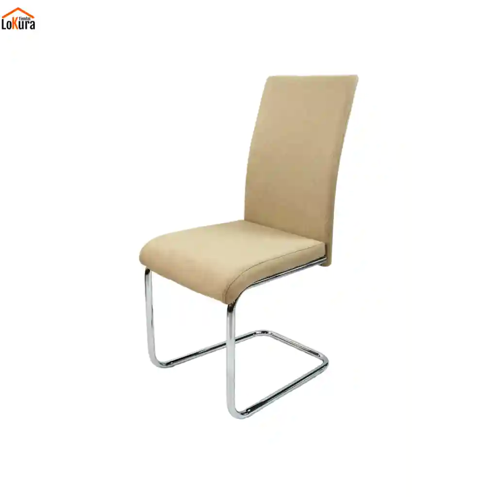 Silla en U de tela beige con patas cromadas, perfecta para comedores y salones en Las Palmas
