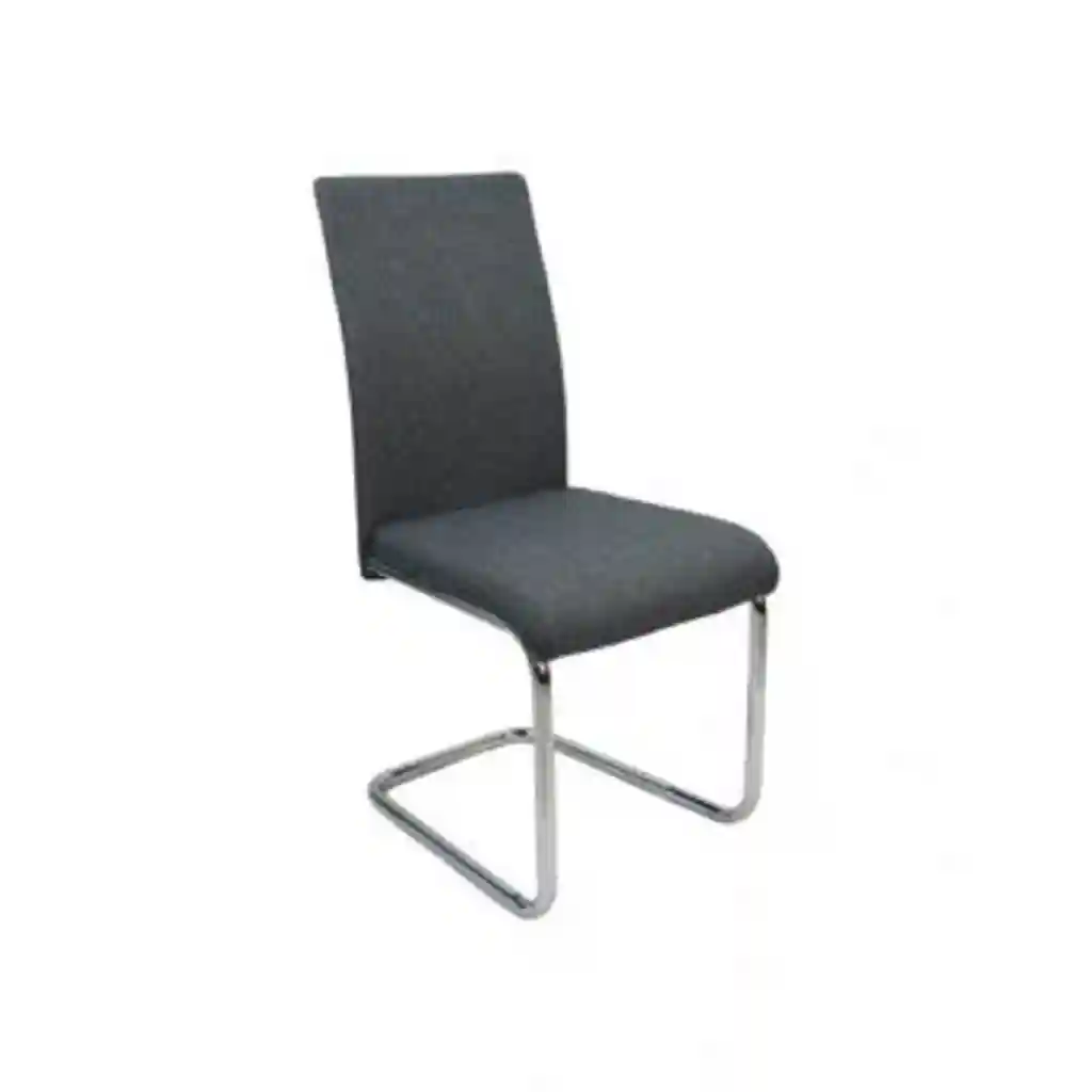 Silla en U de tela gris oscuro, diseño moderno con patas cromadas para comedores en Canarias