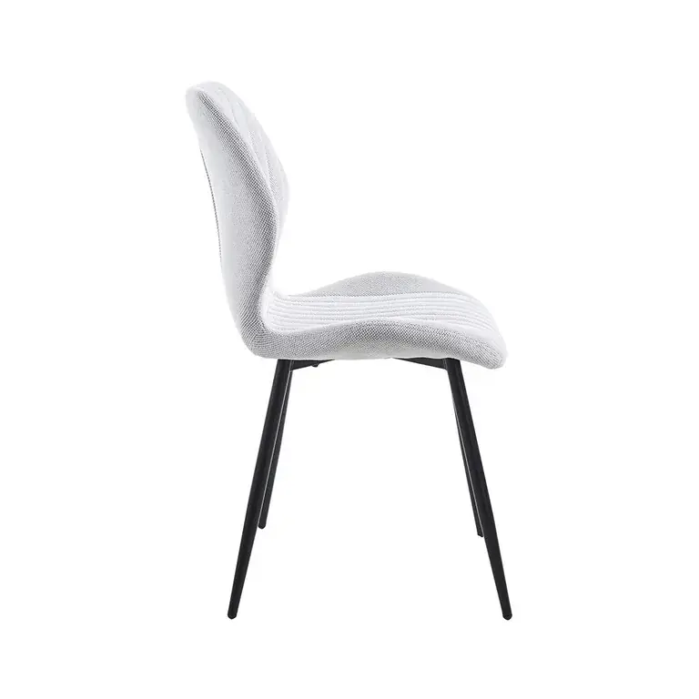 Silla tapizada moderna de estilo contemporáneo con patas de metal negras para comedor u oficina