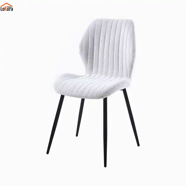 Silla tapizada moderna de estilo contemporáneo con patas de metal negras para comedor u oficina