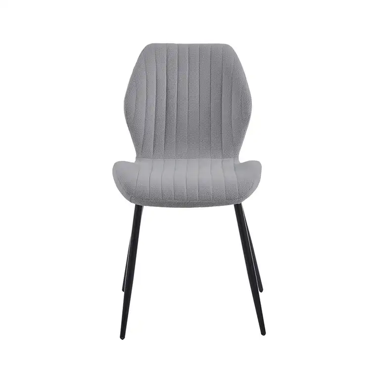 Silla tapizada moderna de estilo contemporáneo con patas de metal negras para comedor u oficina