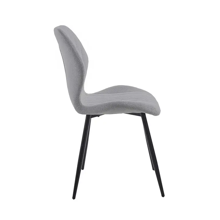 Silla tapizada moderna de estilo contemporáneo con patas de metal negras para comedor u oficina