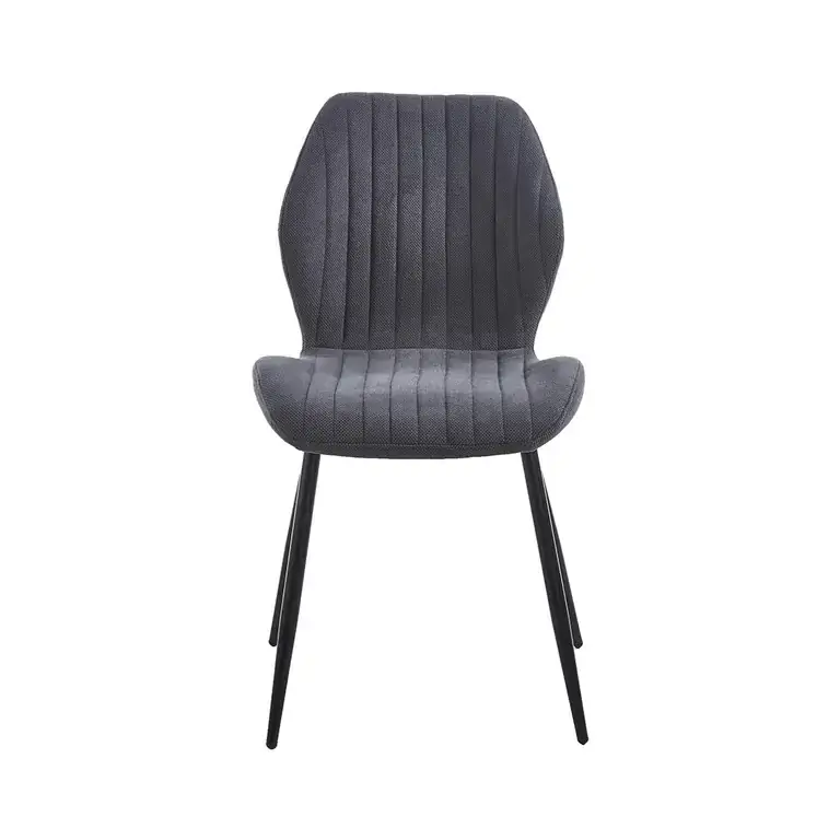 Silla tapizada moderna de estilo contemporáneo con patas de metal negras para comedor u oficina