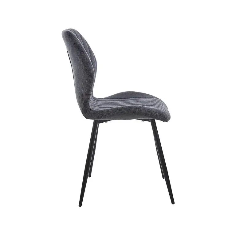 Silla tapizada moderna de estilo contemporáneo con patas de metal negras para comedor u oficina
