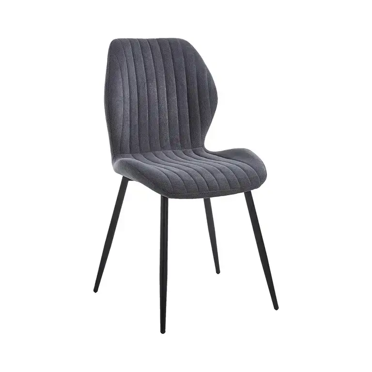 Silla tapizada moderna de estilo contemporáneo con patas de metal negras para comedor u oficina