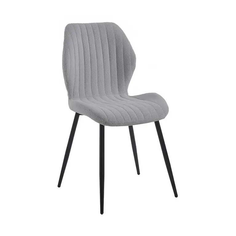 Silla tapizada moderna de estilo contemporáneo con patas de metal negras para comedor u oficina