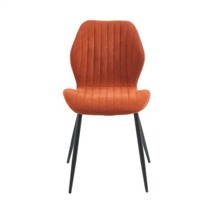 Silla tapizada moderna de estilo contemporáneo con patas de metal negras para comedor u oficina