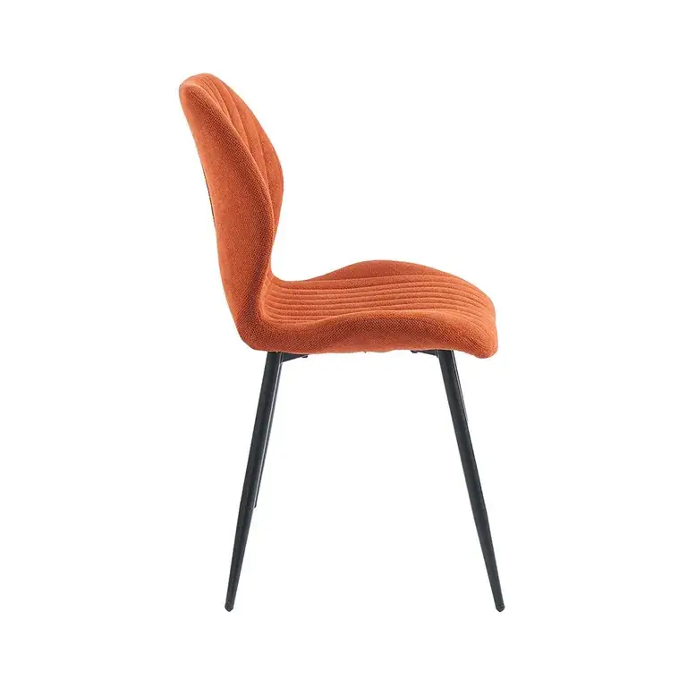 Silla tapizada moderna de estilo contemporáneo con patas de metal negras para comedor u oficina