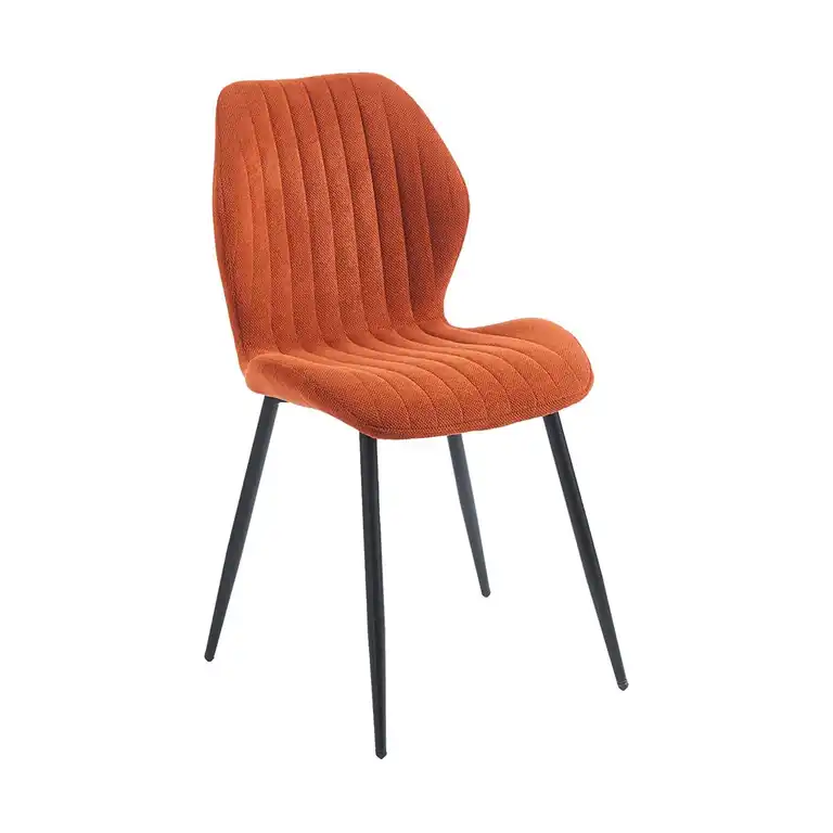 Silla tapizada moderna de estilo contemporáneo con patas de metal negras para comedor u oficina