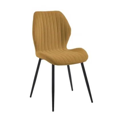 Silla tapizada moderna de estilo contemporáneo con patas de metal negras para comedor u oficina