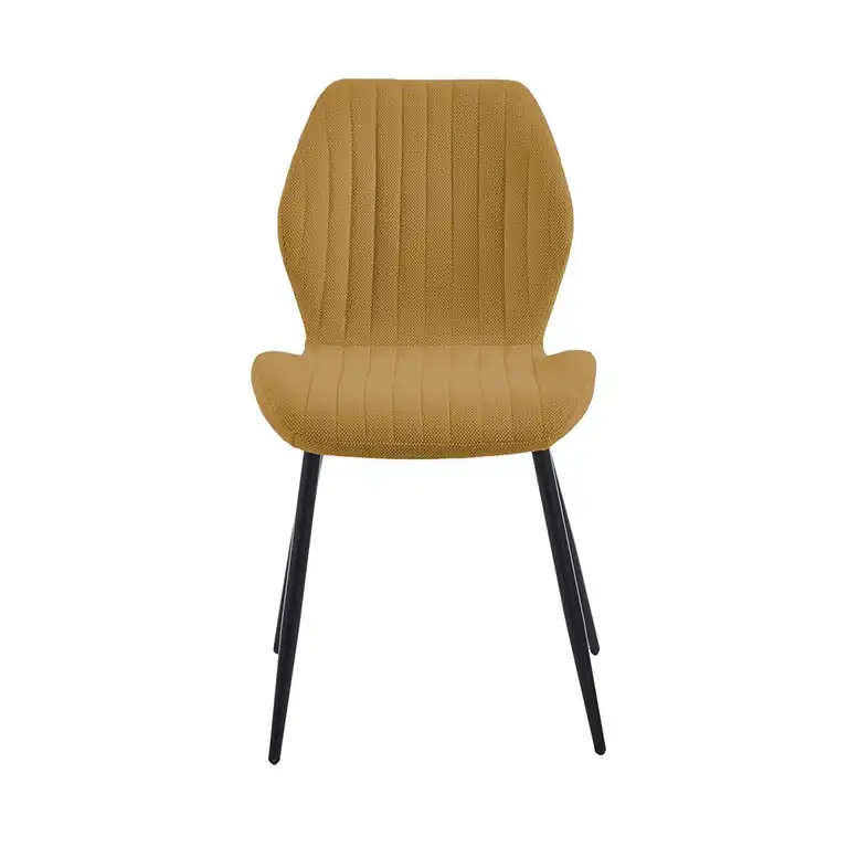 Silla tapizada moderna de estilo contemporáneo con patas de metal negras para comedor u oficina