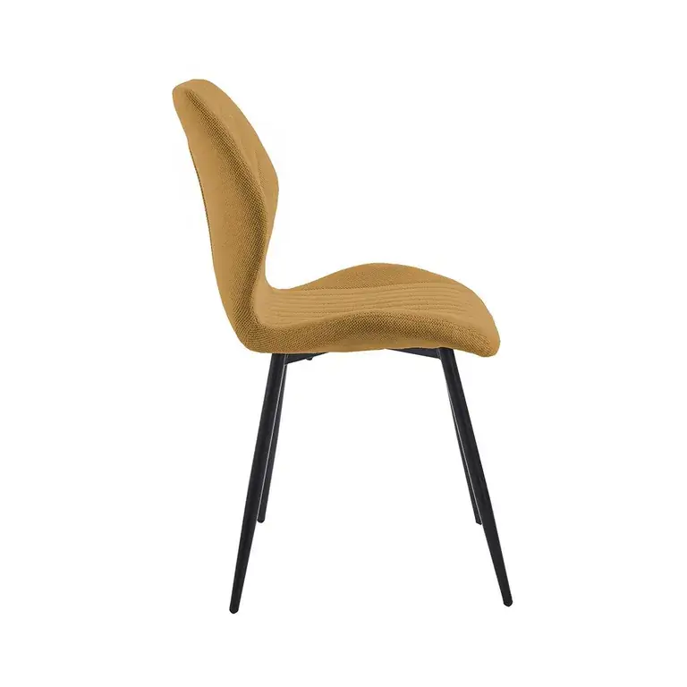 Silla tapizada moderna de estilo contemporáneo con patas de metal negras para comedor u oficina