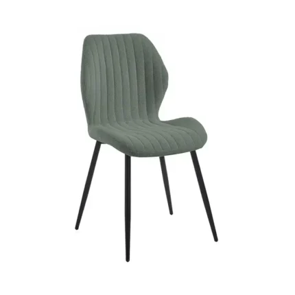 Silla tapizada moderna de estilo contemporáneo con patas de metal negras para comedor u oficina
