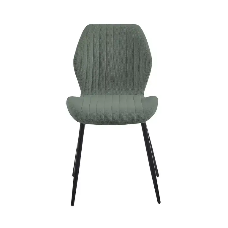 Silla tapizada moderna de estilo contemporáneo con patas de metal negras para comedor u oficina