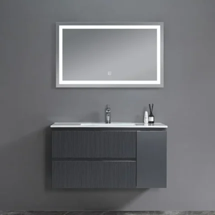 Mueble lavabo con espejo y luz suspendido