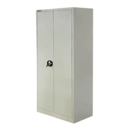 armario metálico multiuso grande 180 cm gris con cuatro estantes y puertas abatibles