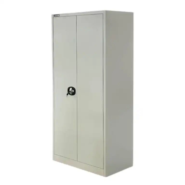 armario metálico multiuso grande 180 cm gris con cuatro estantes y puertas abatibles
