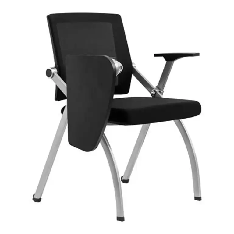 Silla confidente Nodofix negra con pala abatible vista lateral