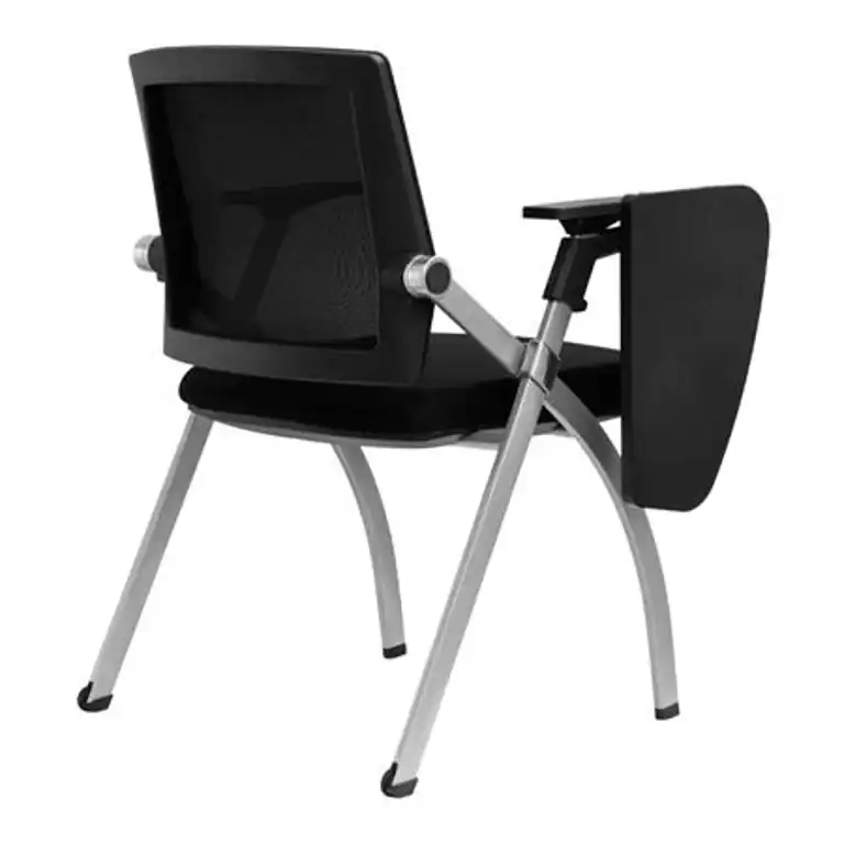 Silla confidente Nodofix negra con estructura metálica vista trasera