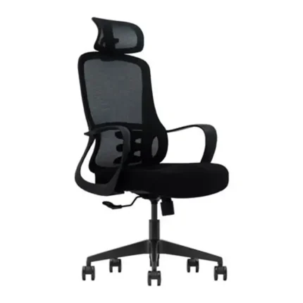 silla de oficina Serie 100 Nodofix negra vista lateral con respaldo de malla