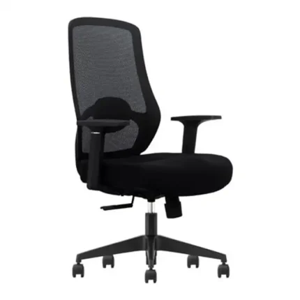 silla de oficina Serie 150 Nodofix negra vista lateral con asiento ergonómico