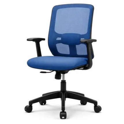 Silla de oficina Serie 250 Nodofix azul ergonómica con respaldo medio y soporte lumbar ajustable