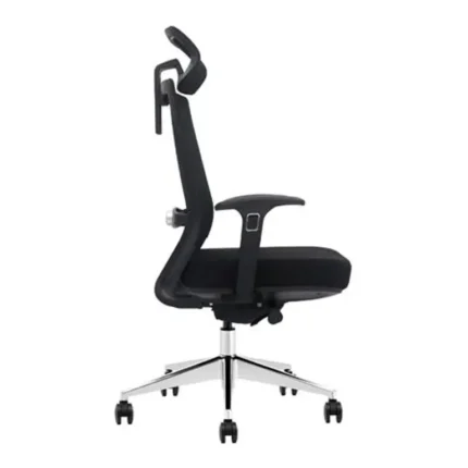 Vista lateral de la silla de oficina Serie 650 Nodofix con reposacabezas ajustable