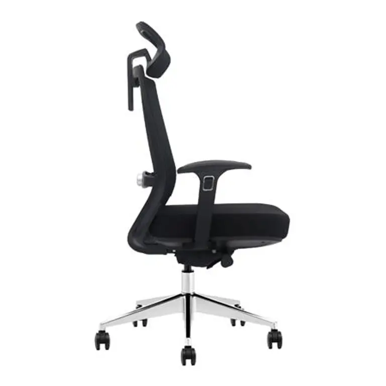 Vista lateral de la silla de oficina Serie 650 Nodofix con reposacabezas ajustable