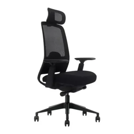 Silla de oficina Serie 500 Nodofix negra con respaldo de malla y reposacabezas ajustable