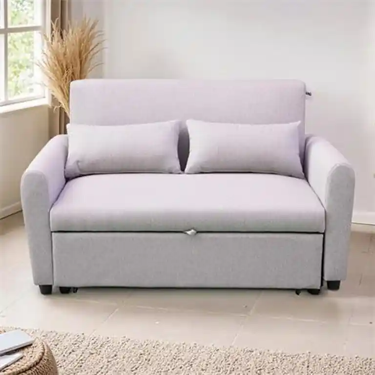 sofá cama de 2 plazas MOMI en color gris cerrado, diseño compacto para salones pequeños