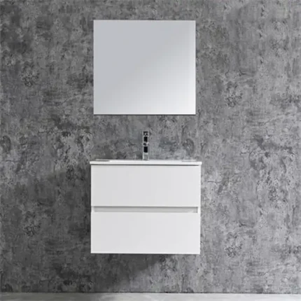 Mueble baño blanco suspendido 60 cm Cala con lavabo y espejo