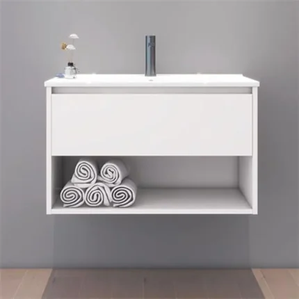 Mueble baño blanco suspendido 80 cm Andrea con lavabo cerámico