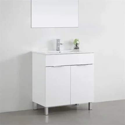 mueble de baño con patas blanco 60 cm y 2 puertas vista frontal
