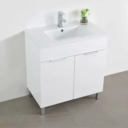 mueble de baño con patas blanco 80 cm con lavabo cerámico