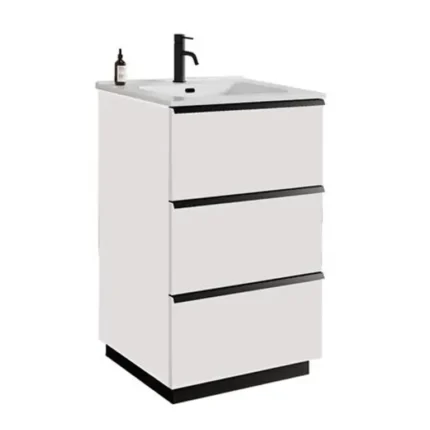 Mueble de baño hasta el suelo 60 cm blanco Serie Lazio Benotti con lavabo cerámico