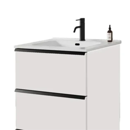 Mueble de baño hasta el suelo 60 cm con lavabo cerámico blanco Serie Lazio
