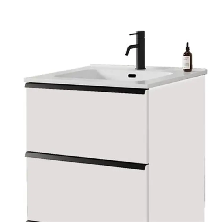 Mueble de baño hasta el suelo 60 cm con lavabo cerámico blanco Serie Lazio